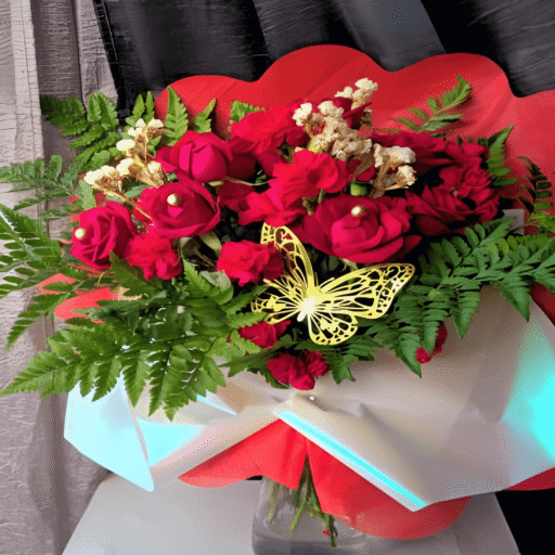 Strauß aus Rosen, Lilien, Nelken und Chrysanthemen